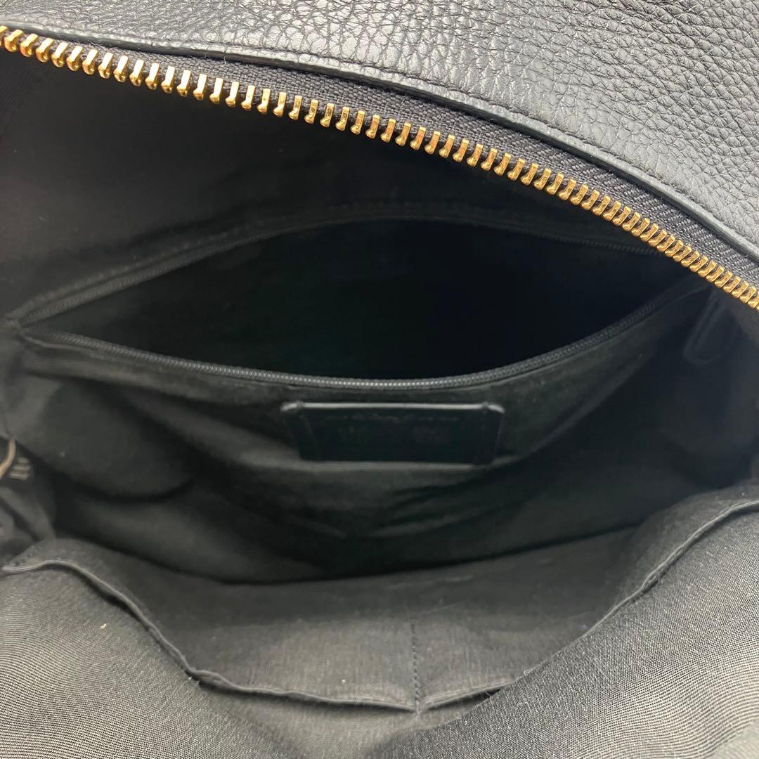 コーチ リュック バックパック ぺブルドレザー シボ革 2室 A4可 黒