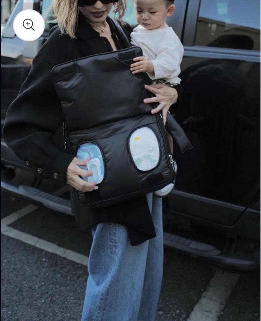 calin/ブラックパディングマザーズバッグ