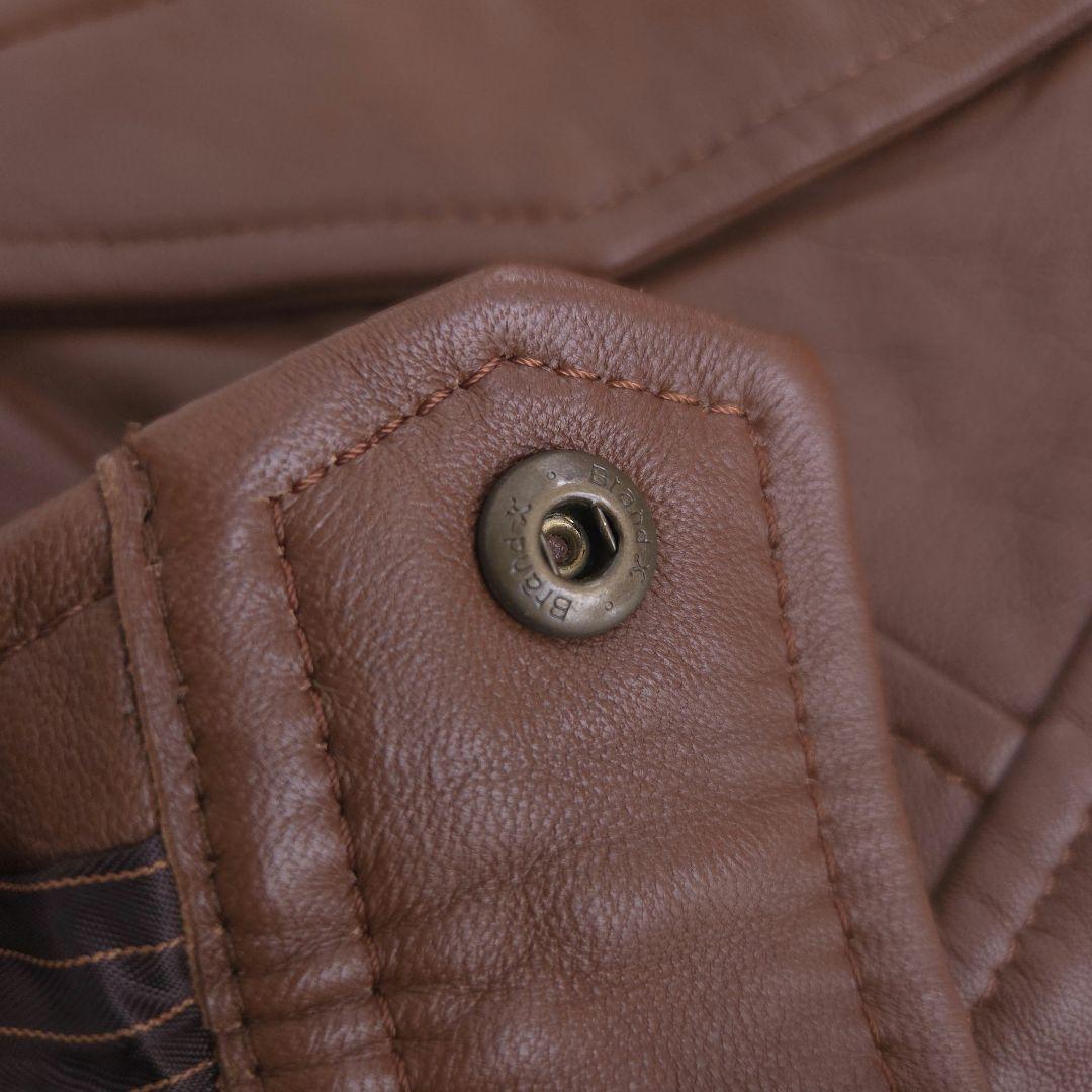 美品 23区 ラムレザー ライダース ノーカラージャケット ブラウン M