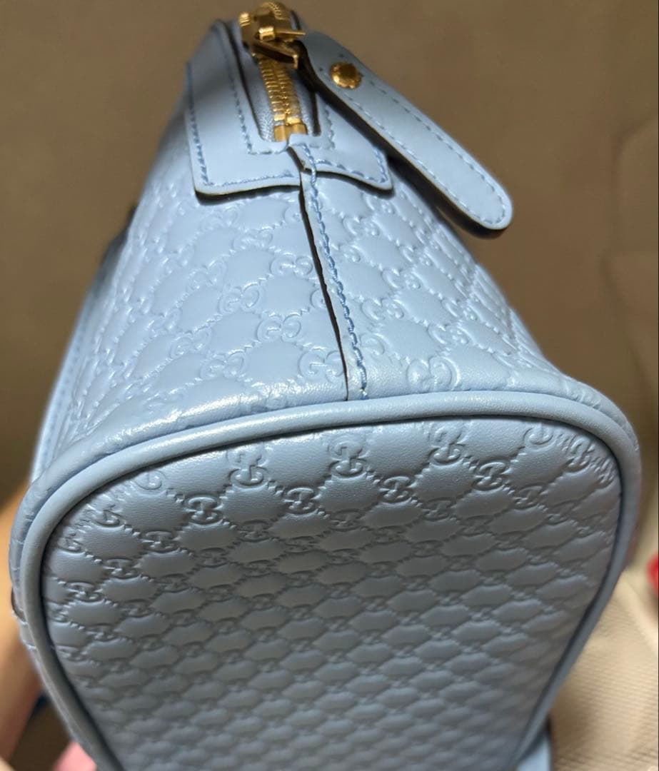 GUCCI グッチ マイクログッチシマ ハンドバッグ 2WAY ライトブルー