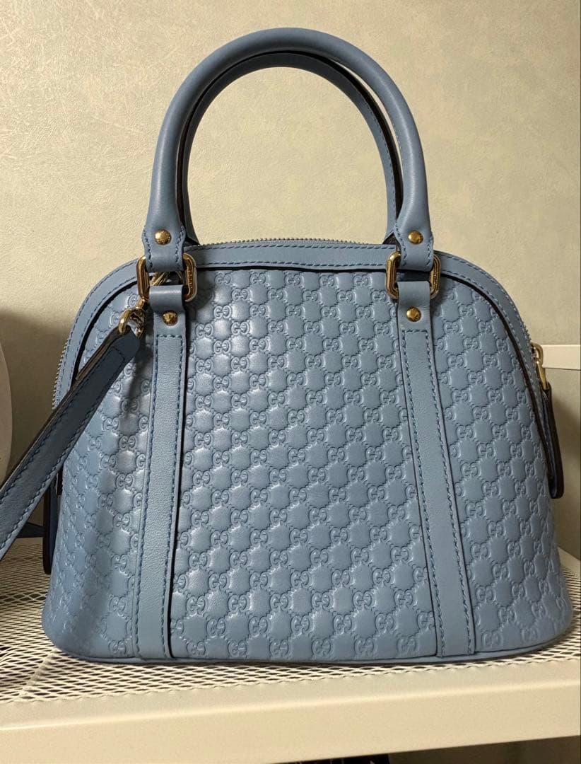 GUCCI グッチ マイクログッチシマ ハンドバッグ 2WAY ライトブルー