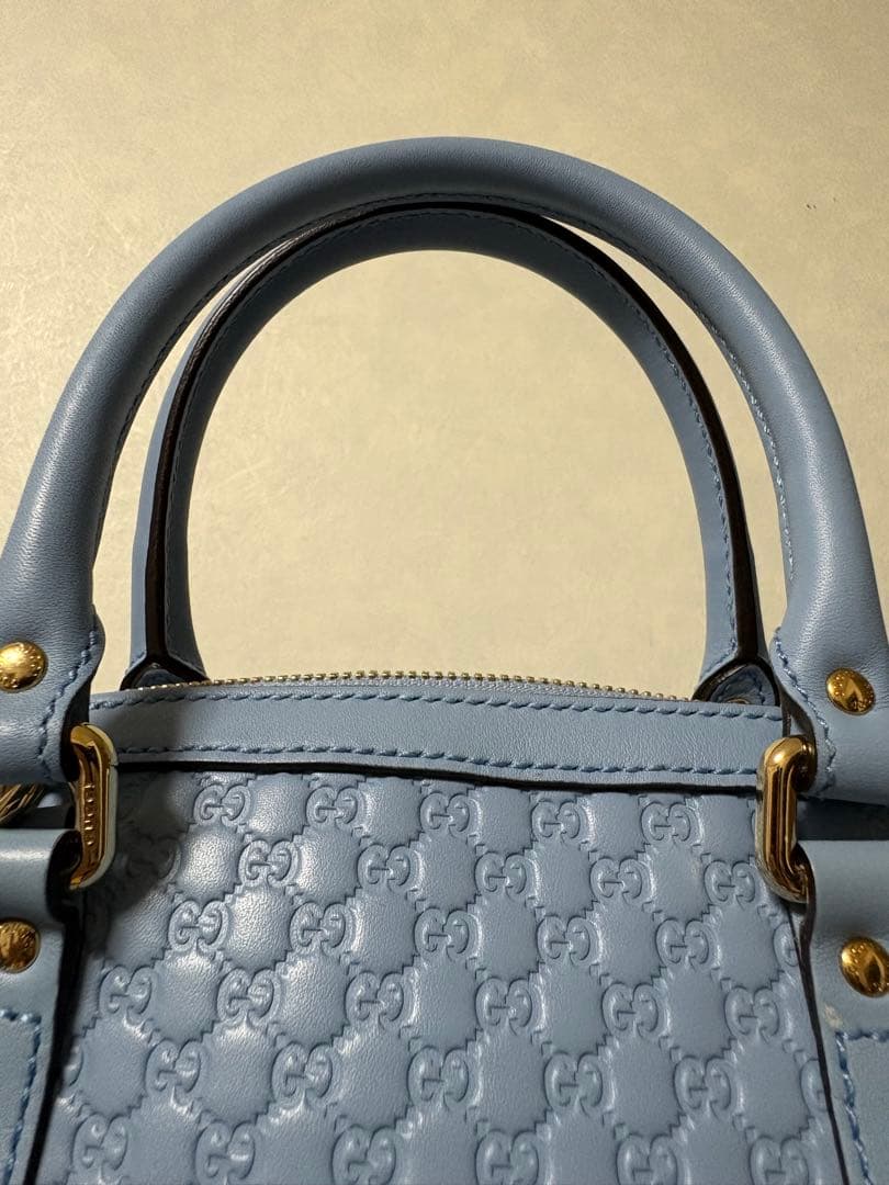 GUCCI グッチ マイクログッチシマ ハンドバッグ 2WAY ライトブルー