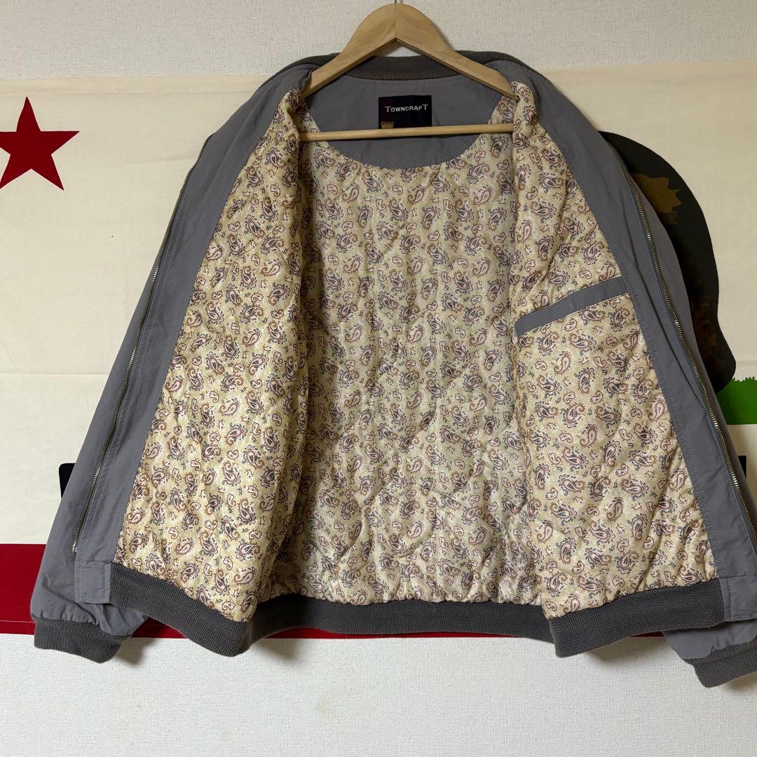 TOWN CRAFT ダービージャケット グレー サイズL 裏地ペイズリー 古着