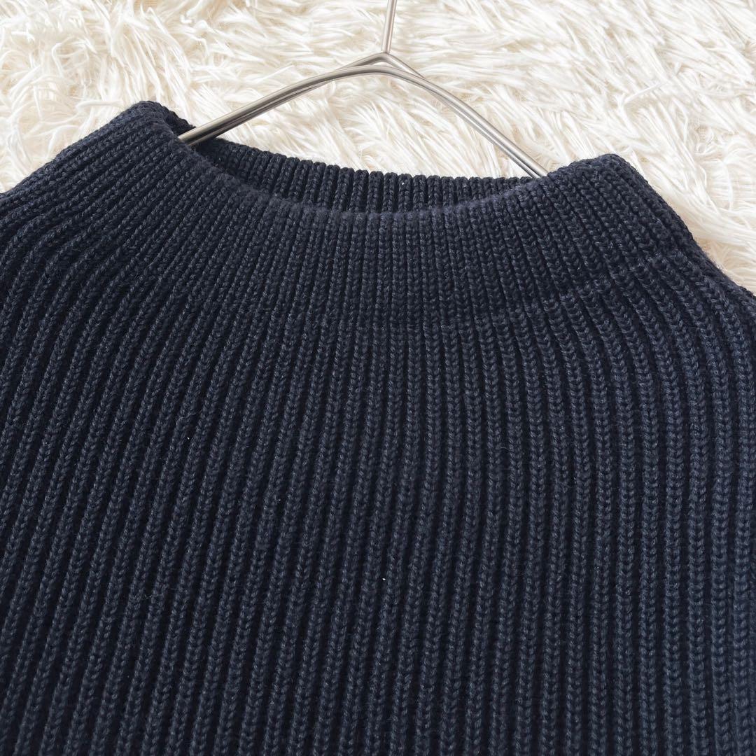 美品 アンデルセンアンデルセン 5G ウール ニット セーター M ネイビー 紺