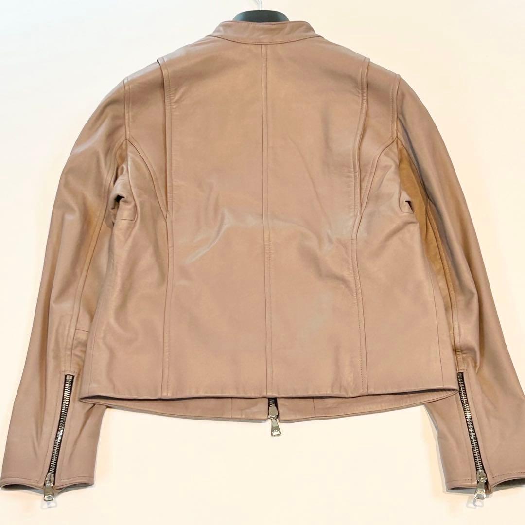 新品タグ付き エンメティ シングルレザーライダースジャケット 羊革 ラムスキン