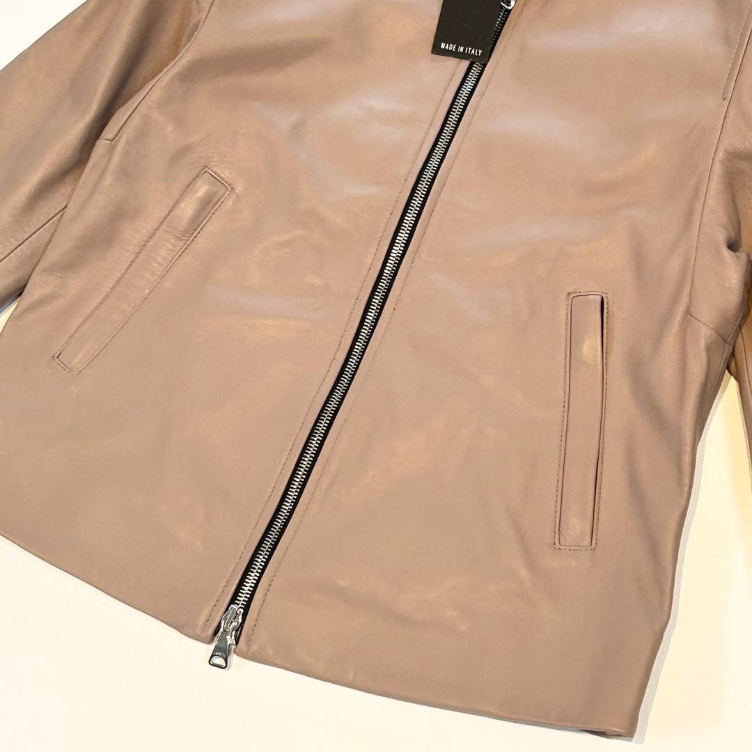 新品タグ付き エンメティ シングルレザーライダースジャケット 羊革 ラムスキン