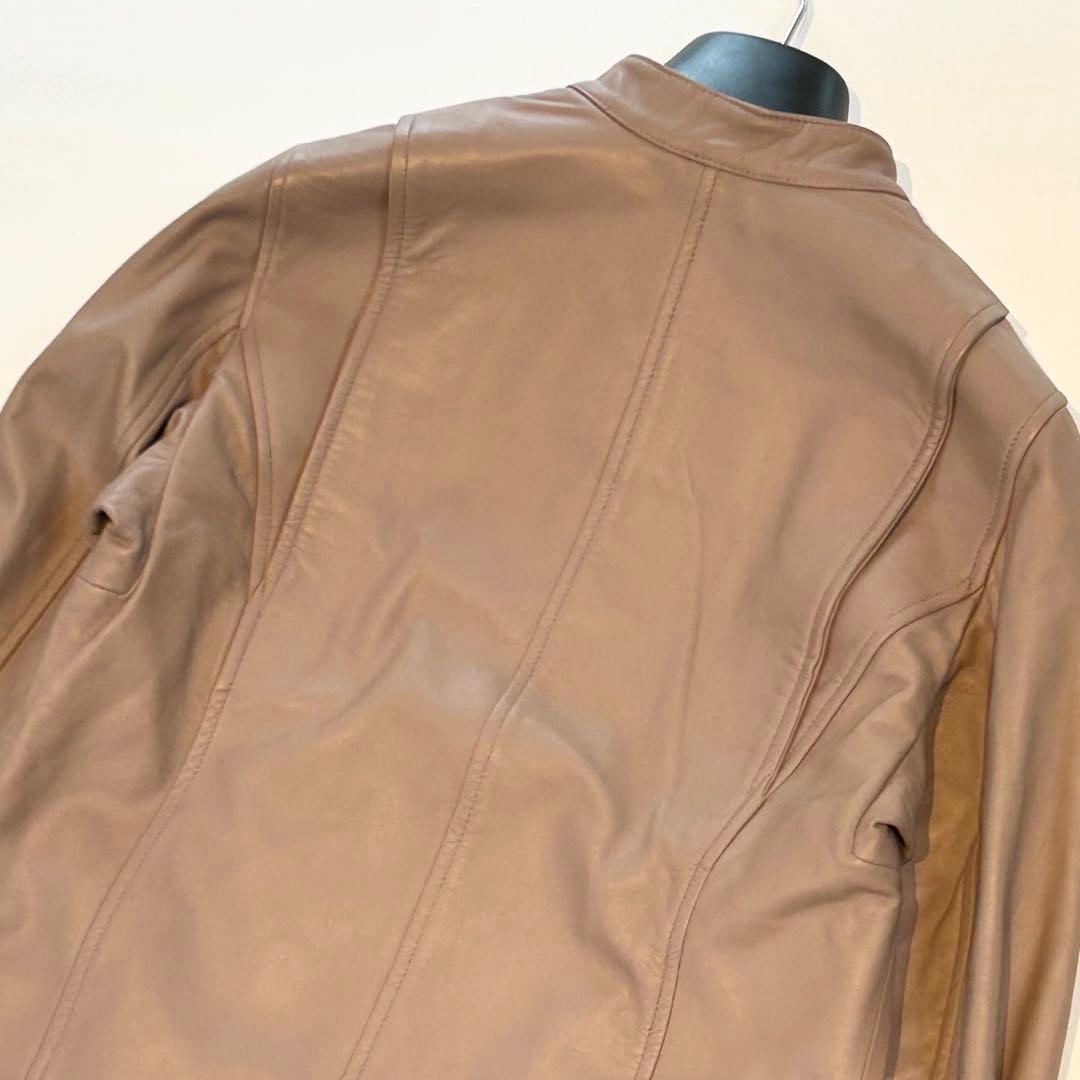 新品タグ付き エンメティ シングルレザーライダースジャケット 羊革 ラムスキン