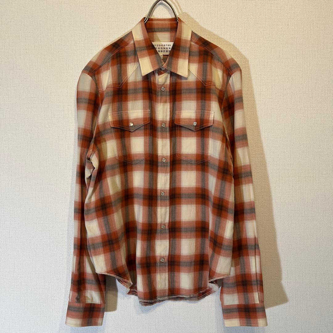 16SS Maison Margiela オンブレチェック　ウエスタンシャツ