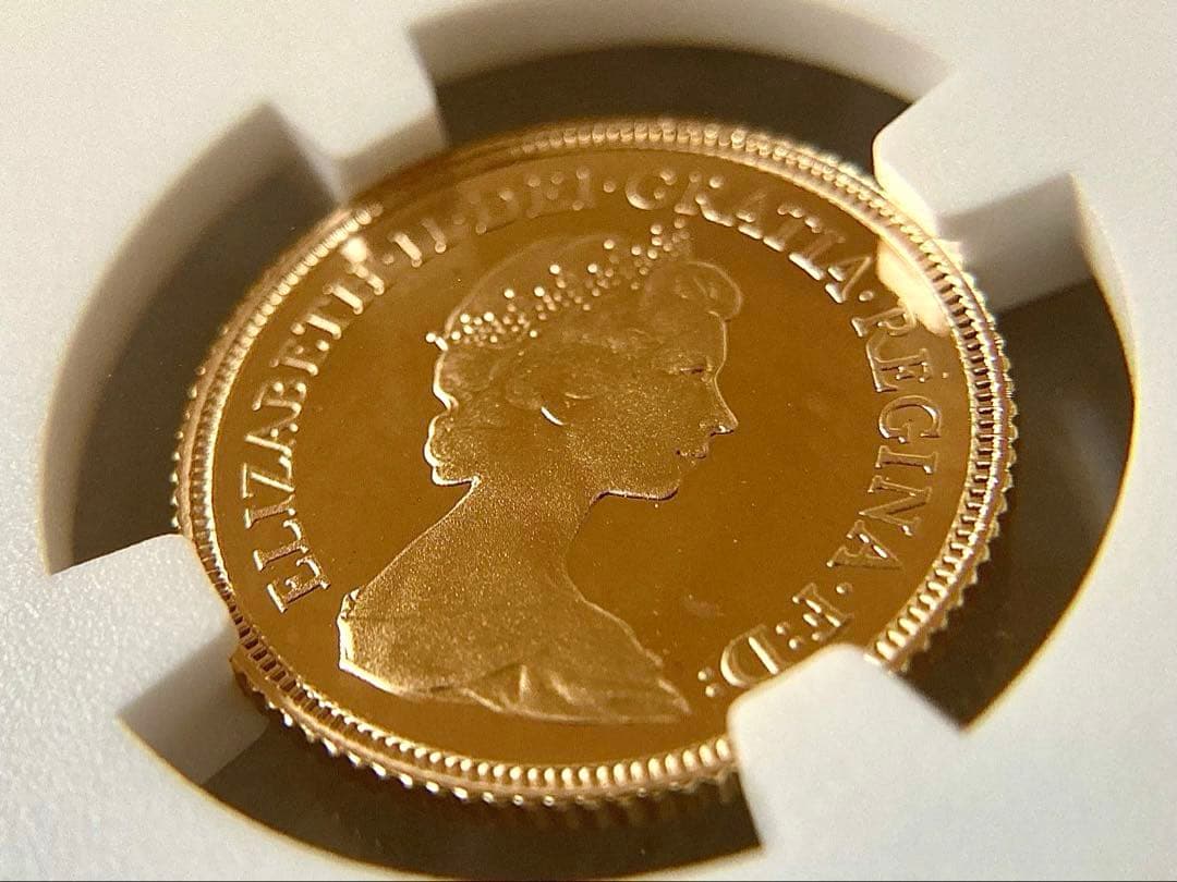 NGC準最高鑑定★1982年イギリス1/2ソブリンプルーフ金貨★PF69UC