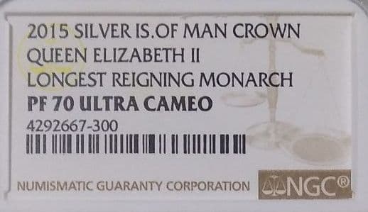 2015 マン島エリザベス女王在位最長記念プルーフ銀貨 NGC PF70UC②
