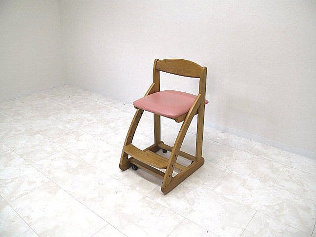 浜本工芸　ナラ無垢材デスクチェア　　子供用椅子/キッズチェア/学習椅子　高さ調整