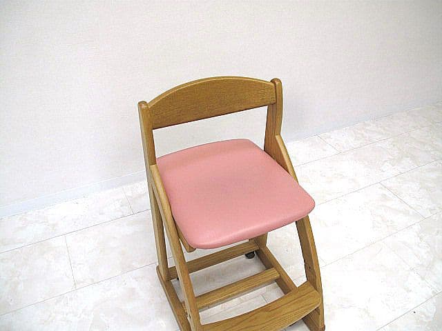 浜本工芸　ナラ無垢材デスクチェア　　子供用椅子/キッズチェア/学習椅子　高さ調整