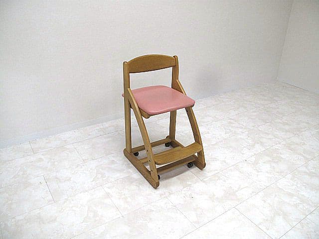 浜本工芸　ナラ無垢材デスクチェア　　子供用椅子/キッズチェア/学習椅子　高さ調整