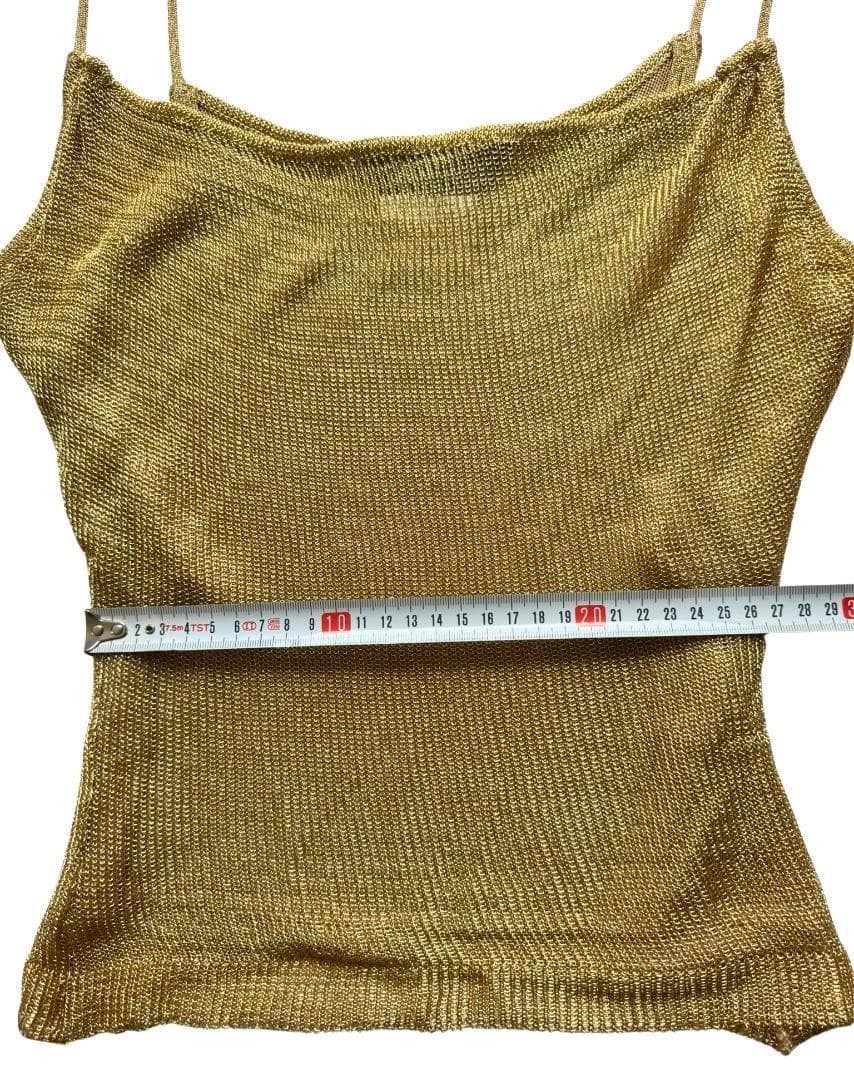 John Galliano Y2K ゴールド キャミ トップ 裏地付き サイズS