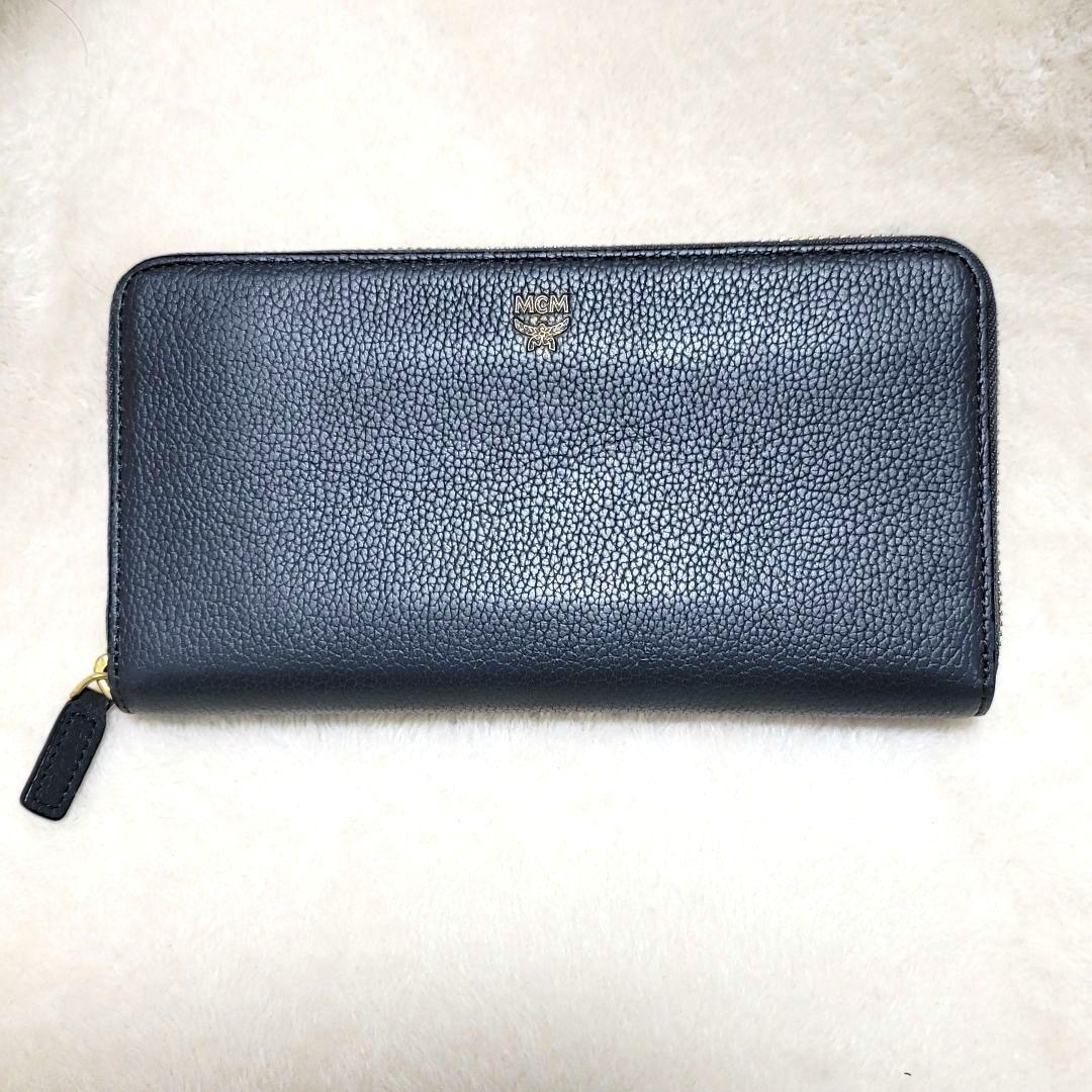 未使用 MCM 長財布 ロングウォレット ネイビー ラウンドジップ 付属品付き