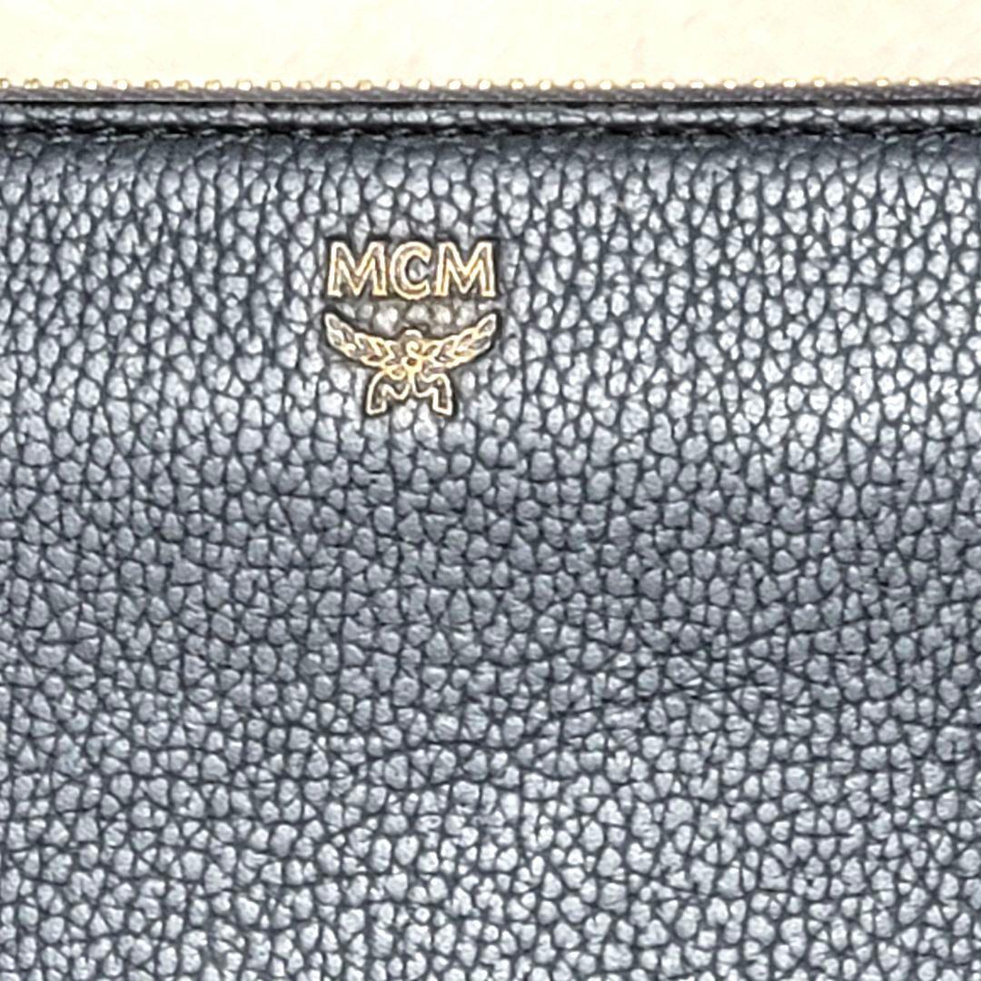 未使用 MCM 長財布 ロングウォレット ネイビー ラウンドジップ 付属品付き