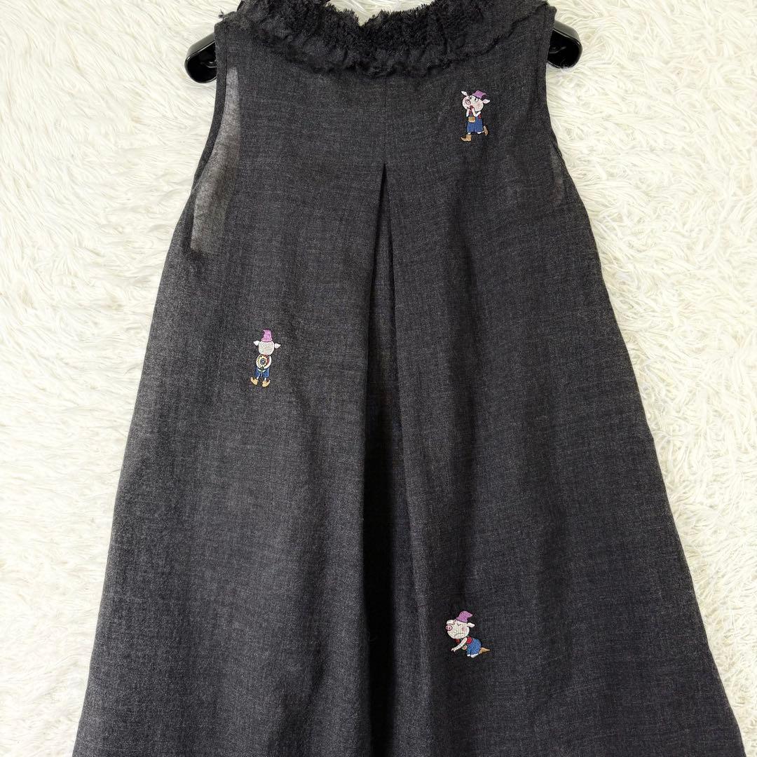 オレボレブラ ワンピース ノースリーブ 白雪姫 ブタさん 刺繍 フリル