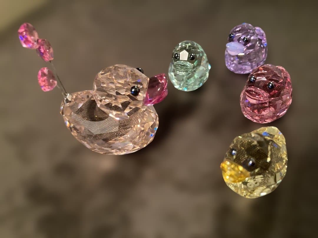 （専用）スワロフスキー クリスタル製アヒルの親子オブジェ