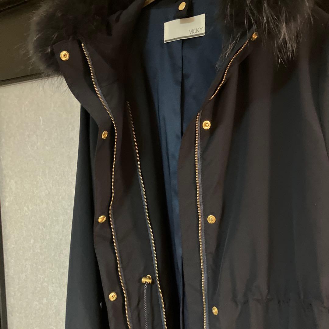 定価6万　【美品】VICKY ネイビー 3wayモッズコート ファーライナー付き