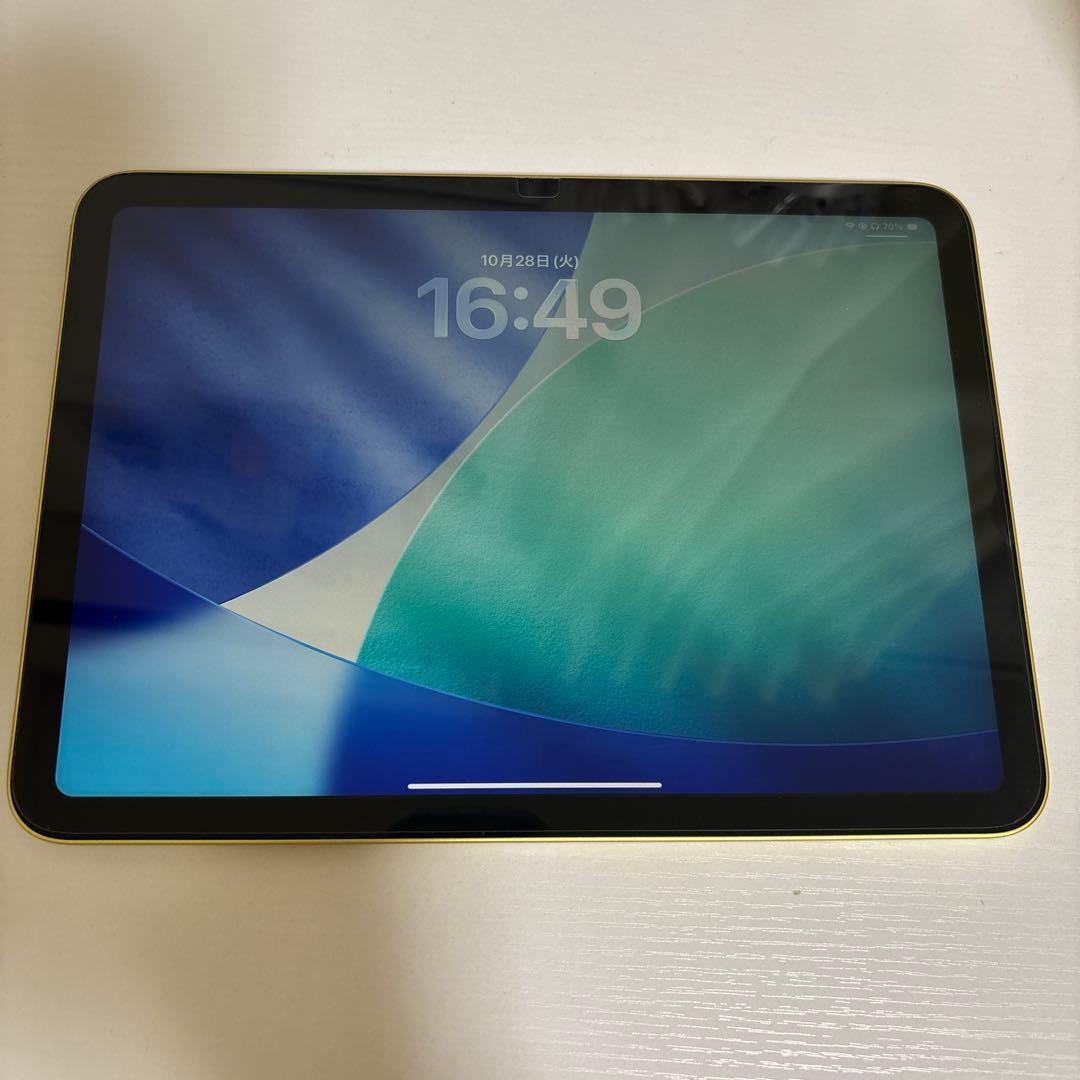 iPad 第10世代 64GB イエロー 液晶カバー付 バッテリー最大容量99%