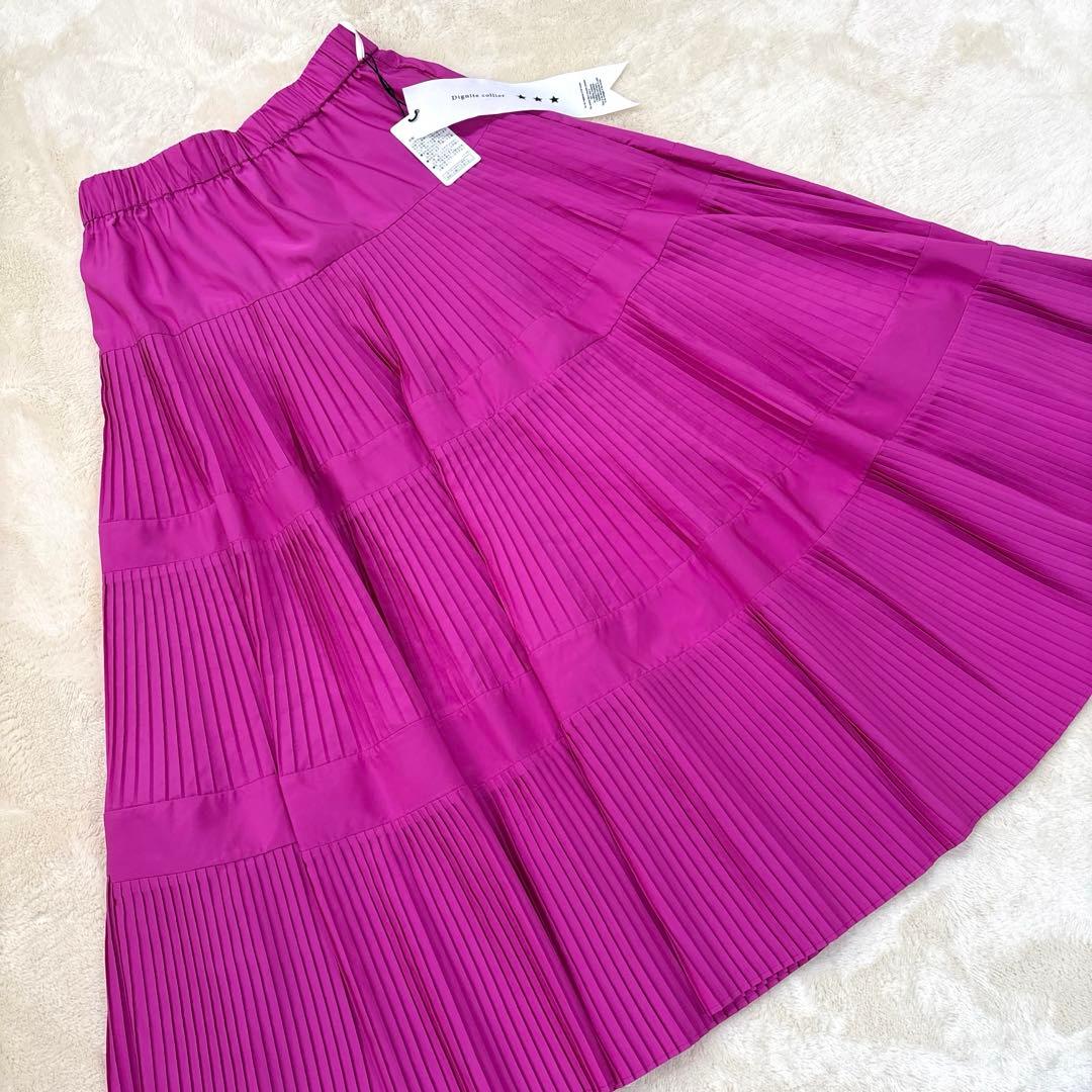 【新品】Dignite Collier 三段プリーツスカートスカート　ピンク