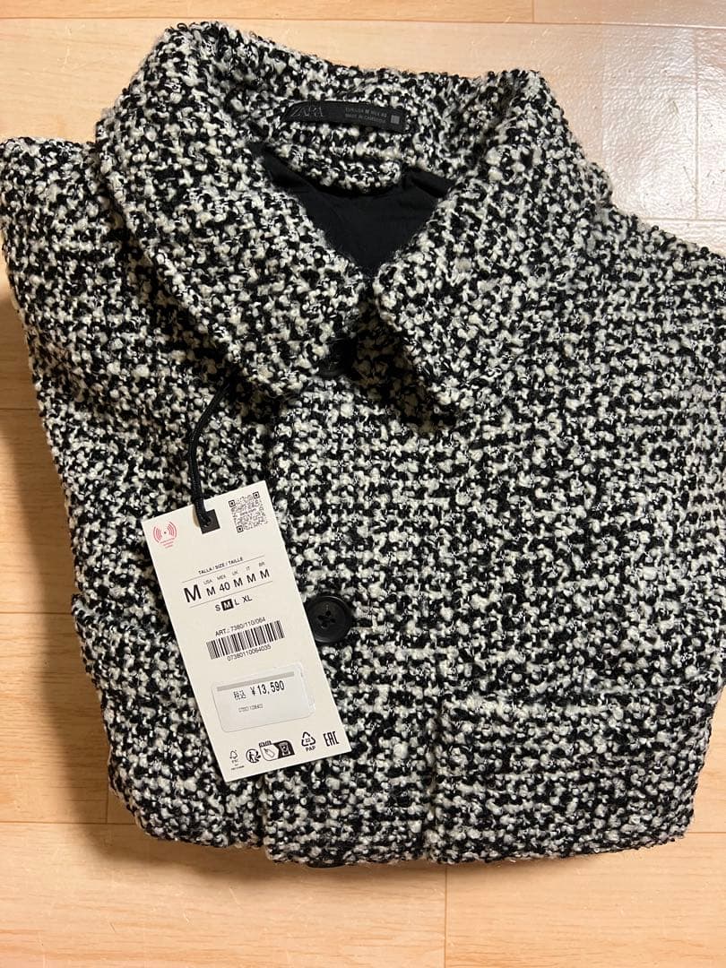 【新品】ZARA ザラ ポケット付きテクスチャードシャツジャケット Mサイズ