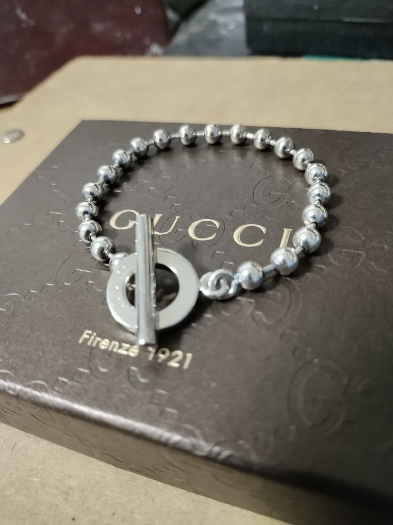 GUCCIグッチ シルバー925 ボールチェーンブレスレット 高級感あり 良好品