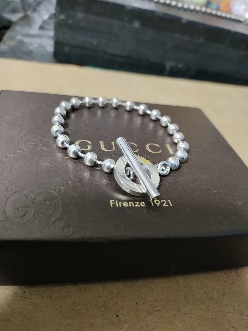 GUCCIグッチ シルバー925 ボールチェーンブレスレット 高級感あり 良好品