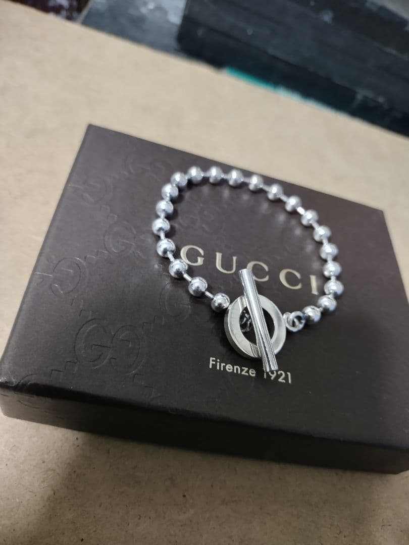 GUCCIグッチ シルバー925 ボールチェーンブレスレット 高級感あり 良好品