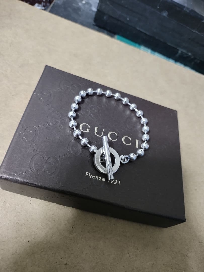 GUCCIグッチ シルバー925 ボールチェーンブレスレット 高級感あり 良好品