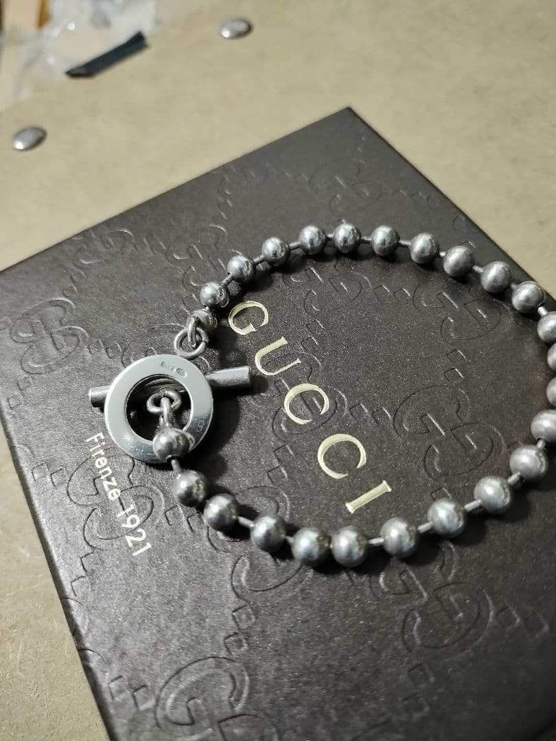 GUCCIグッチ シルバー925 ボールチェーンブレスレット 高級感あり 良好品