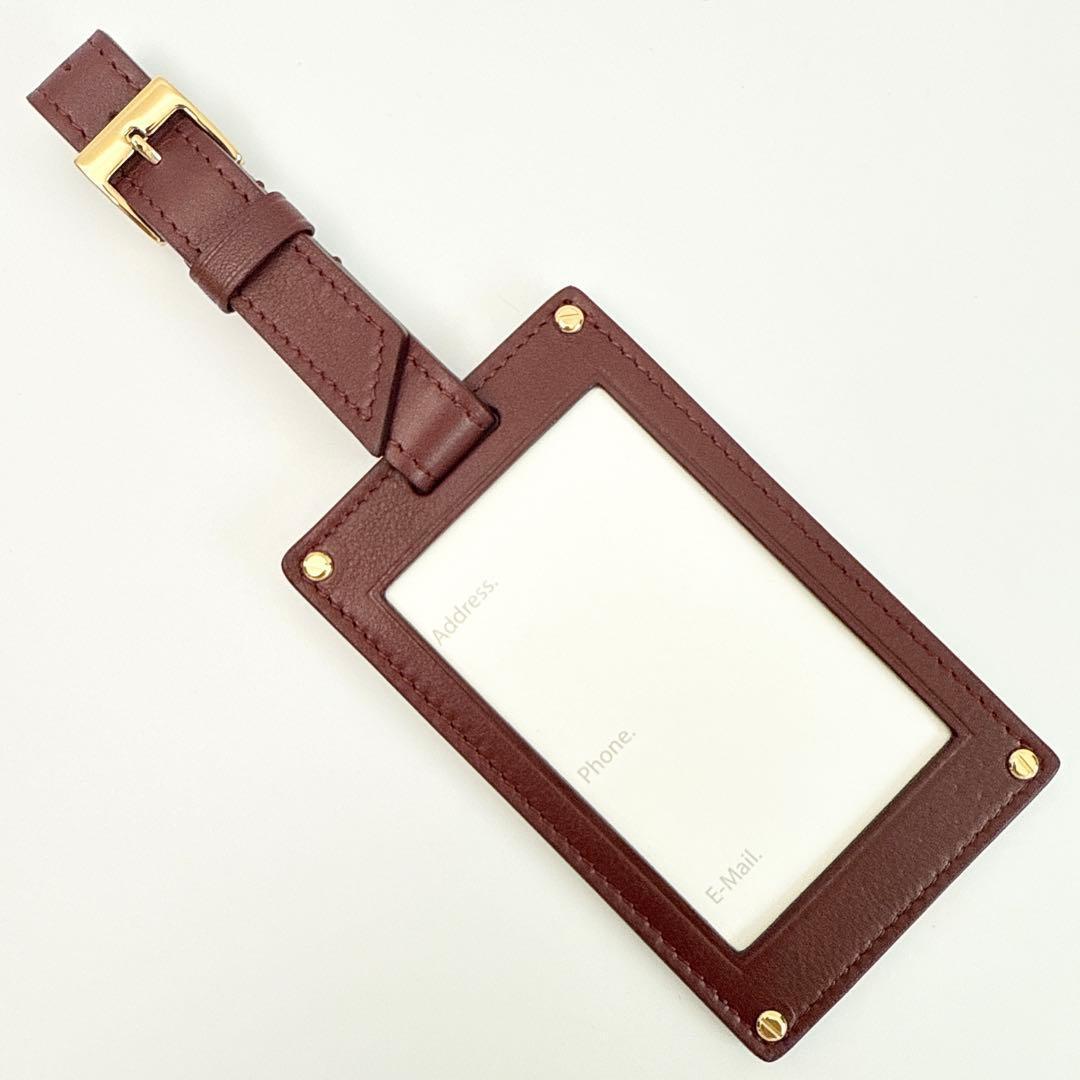 カルティエ マストライン レザー ネームタグ バッグチャーム ボルドー 袋付き1