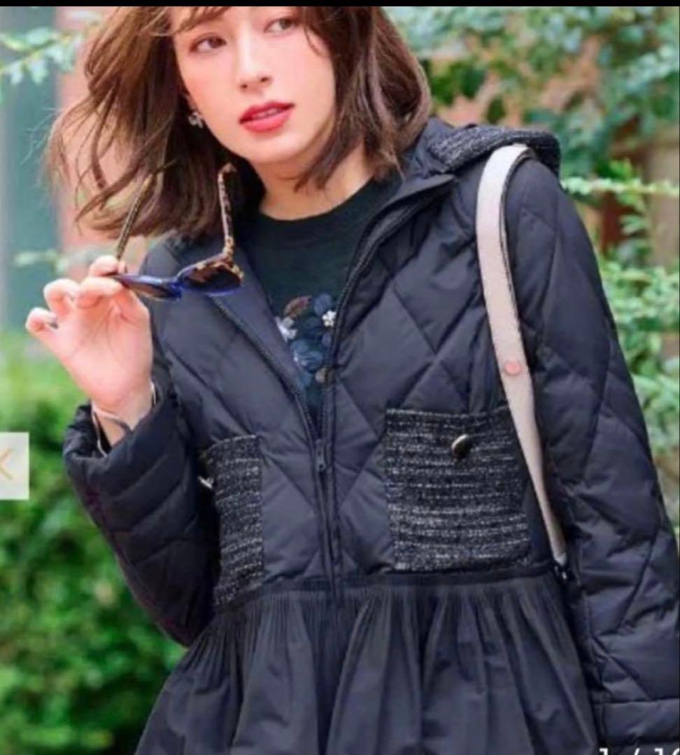 chesty完売品 フリル付きダウンジャケット 黒