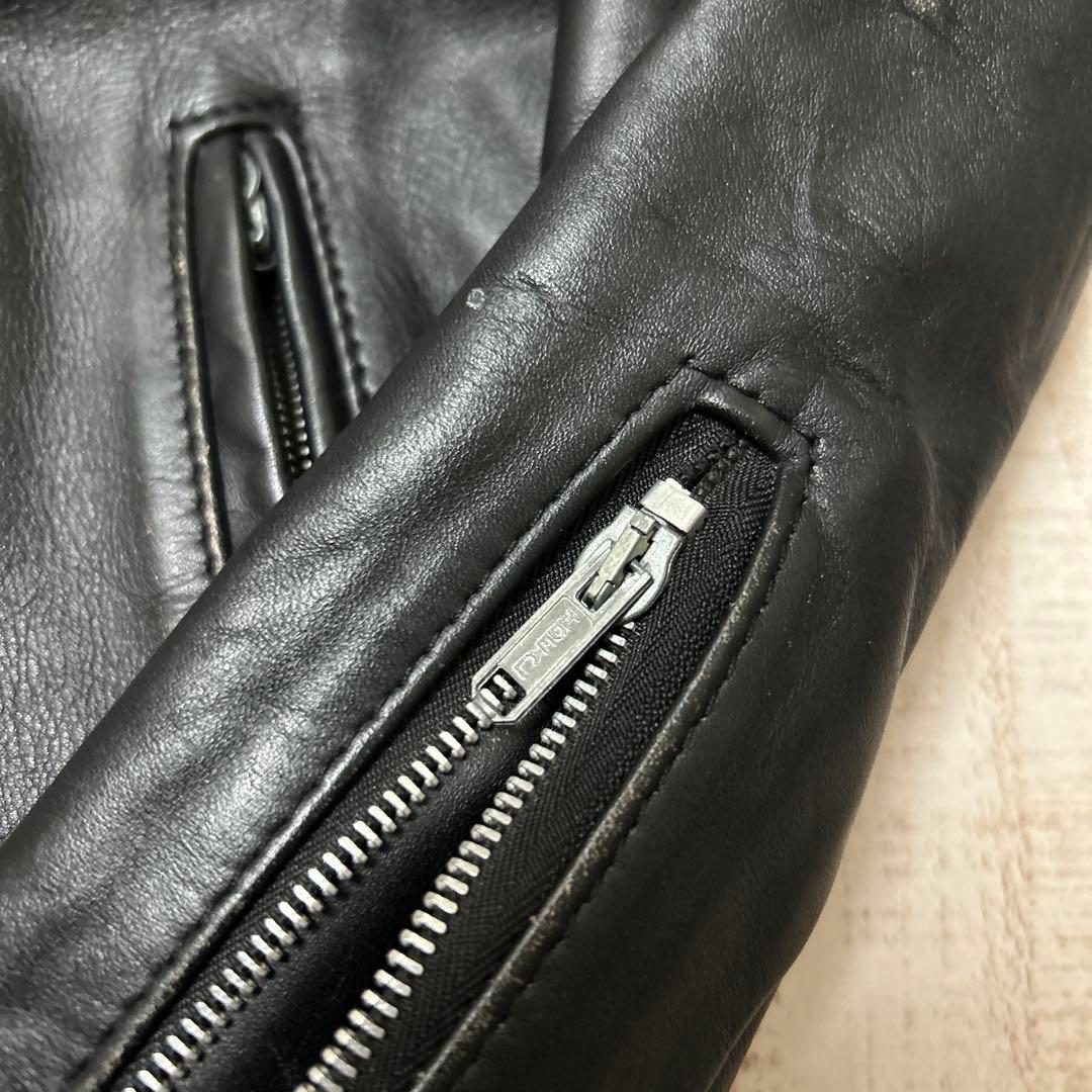 い*銀様 Schott（ショット）　 シングルレザーライダースジャケット　36