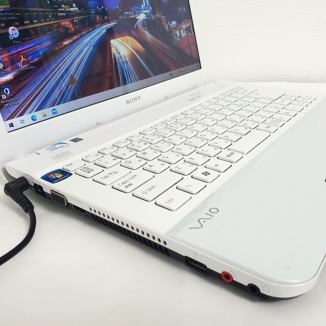 VAIO 白色 ホワイト ノートパソコン★便利ソフト多数搭載！