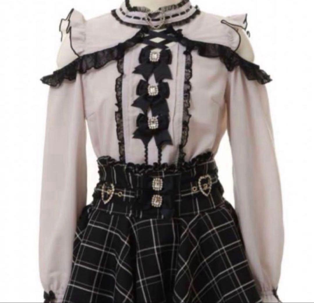 LIZLISA 3つリボンハートチョーカーブラウス ピンク