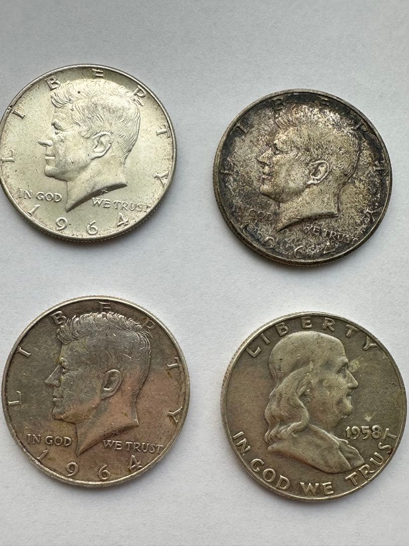 アメリカ銀貨　6枚　1964年ケネディ銀 ウォーキングリバティー 銀貨 本物