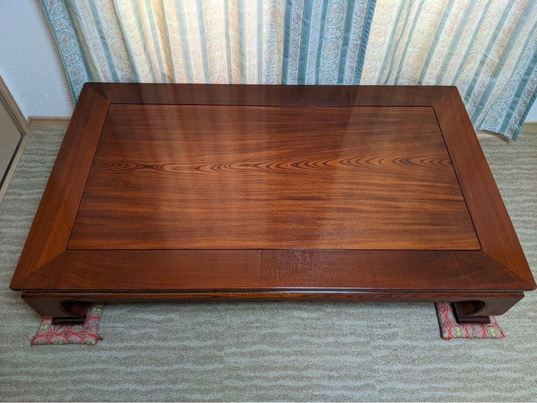 格安‼️座卓　未使用！国産天然木【総欅】 総けやき無垢材　あつらえ品、長期保管品！