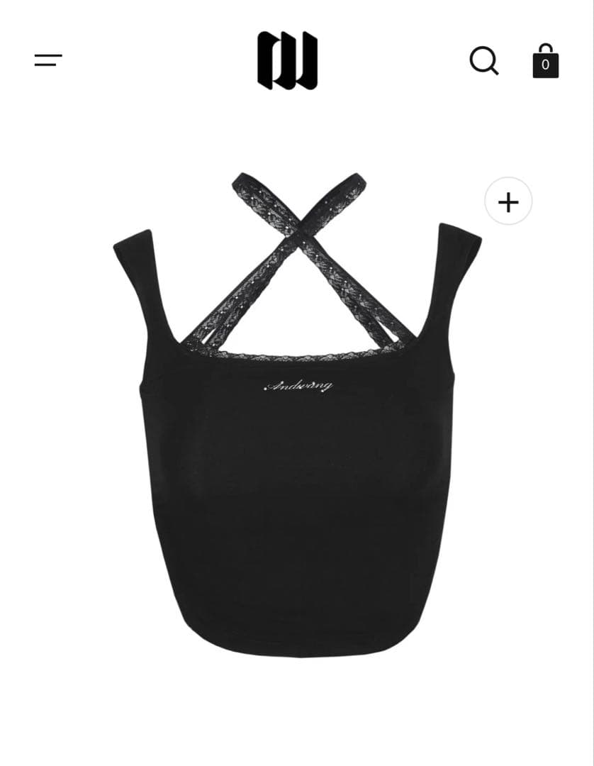 andwang Cross lace tanktop Black 黒