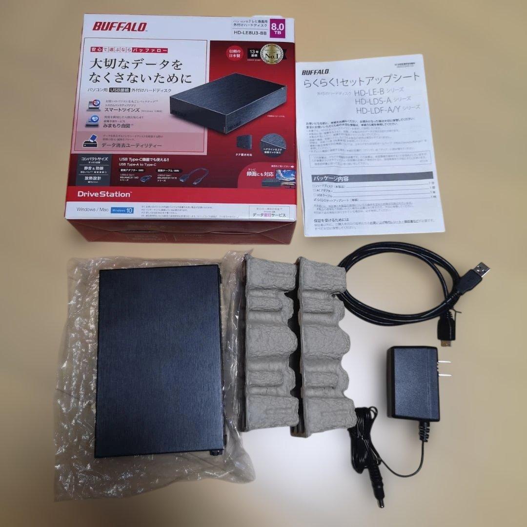 BUFFALO HD-LE8U3-BB 8TB 外付けハードディスク