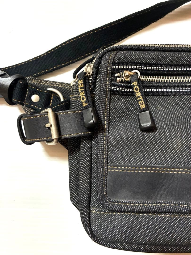 希少Lサイズ　廃版品　PORTER ポーター デニム　ウエストバッグ