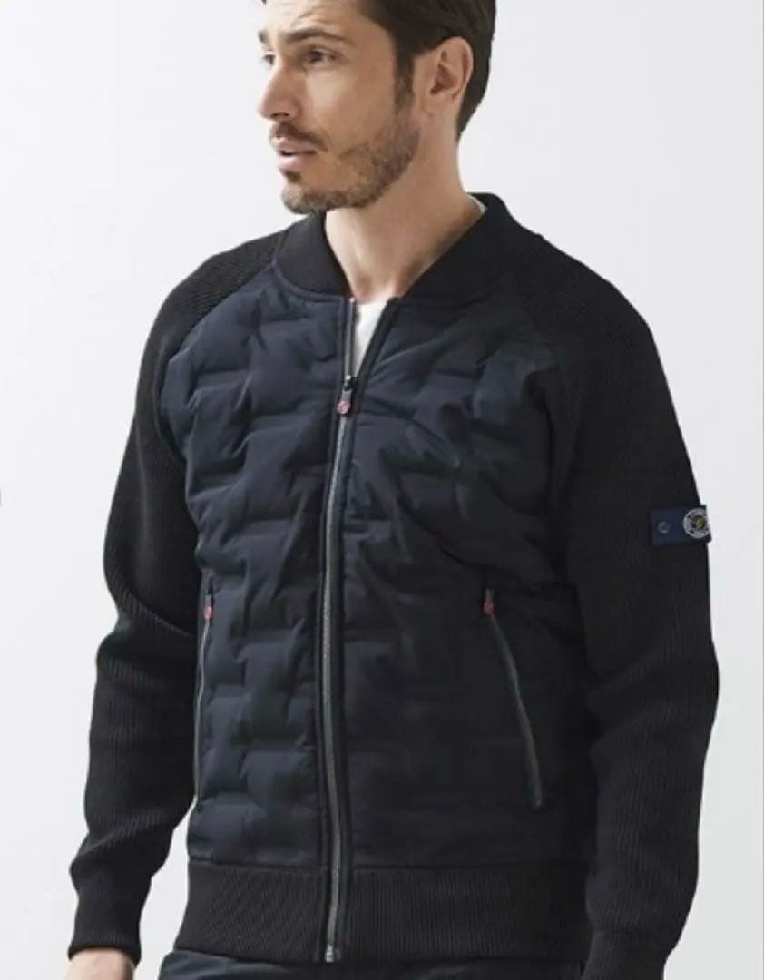 新品未使用ジーステージ ダウンジャケット ニット切替 メンズ 黒系G-STAGE