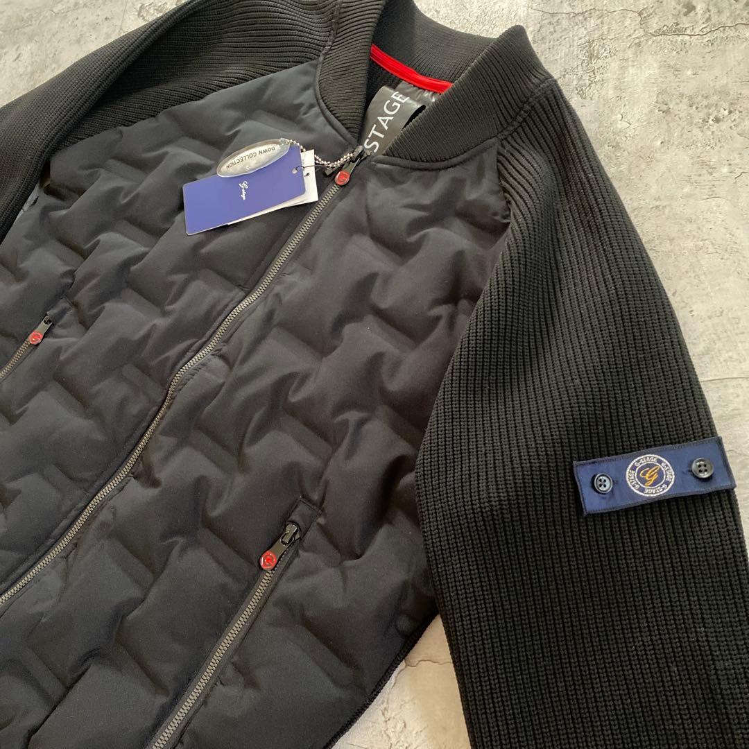 新品未使用ジーステージ ダウンジャケット ニット切替 メンズ 黒系G-STAGE