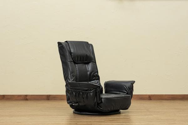 レバー式　14段　リクライニング　360度回転　座椅子　PVCレザー