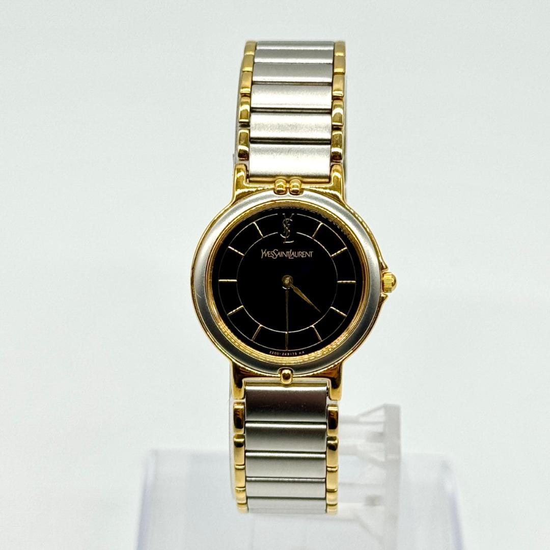 稼働品 YSL イヴサンローラン 腕時計 黒文字盤 ２針 2200-228481