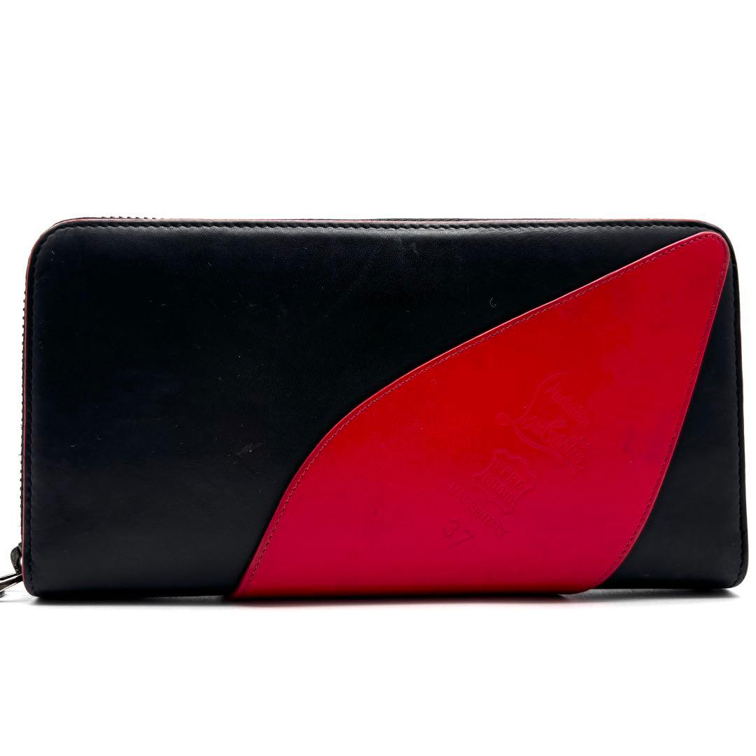 激レア・美品 クリスチャンルブタン パネトーネ 長財布 ロゴ レザー 赤 黒