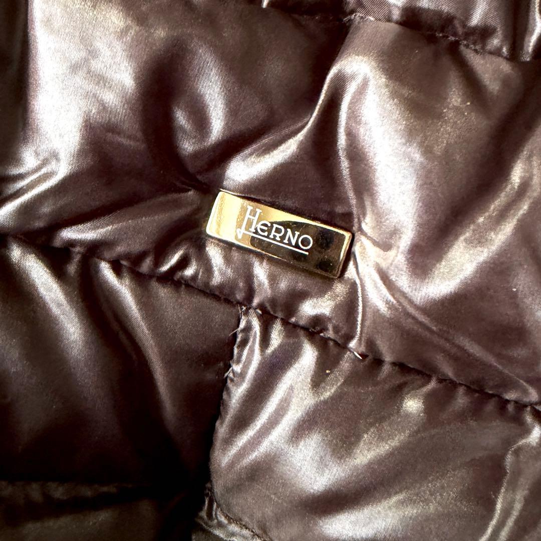 人気 ヘルノ HERNO フードファー＆ベルト付き ロングダウンコート ブラウン