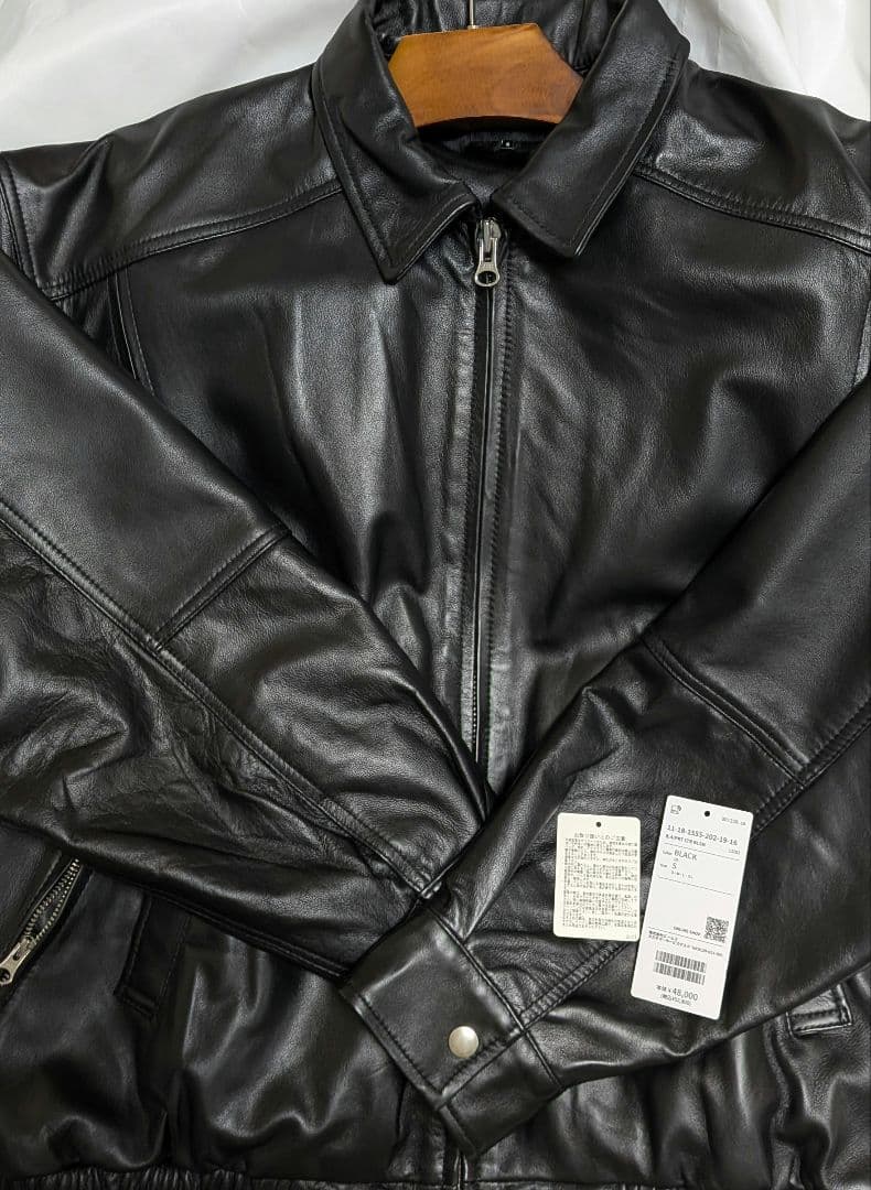 ビームス　ワイドフィット 4ポケット レザー ブルゾン　S