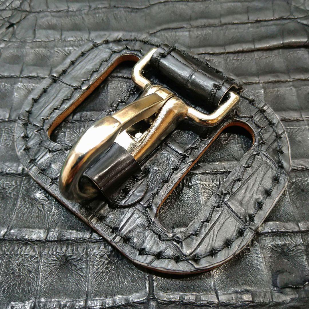 本物 クロコダイルレザー ベルトループ キーホルダー 総手縫い 国産鞣し ワニ革