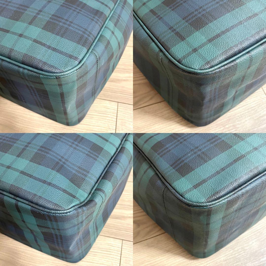 美品/ポロラルフローレン トートバッグ　ブラックウォッチ　ブラウン　PVCレザー